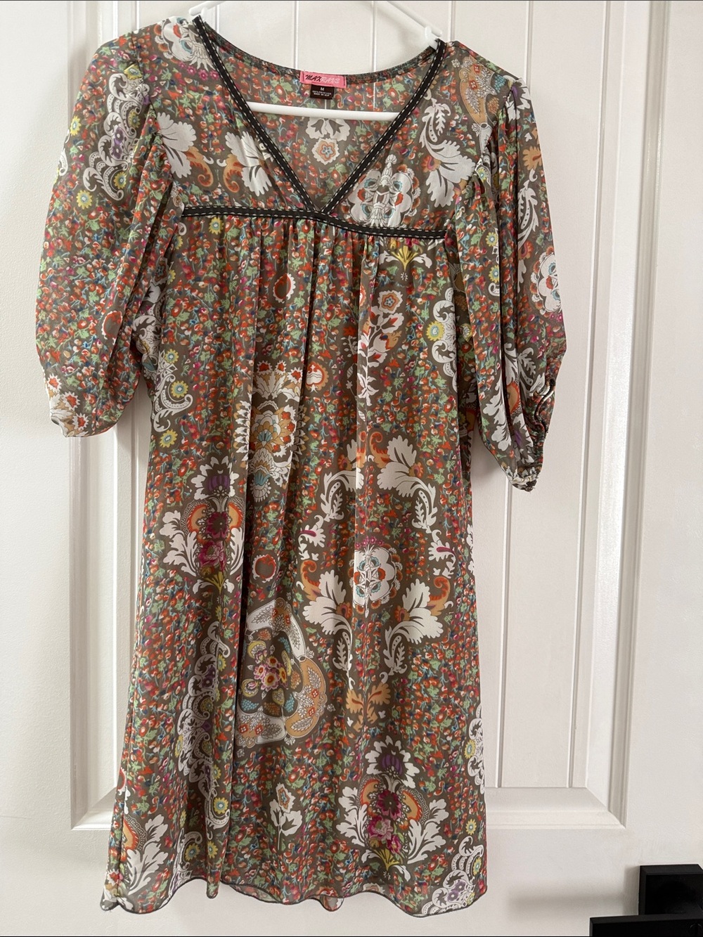 Max Rave Floral Paisley Brown Boho Dress